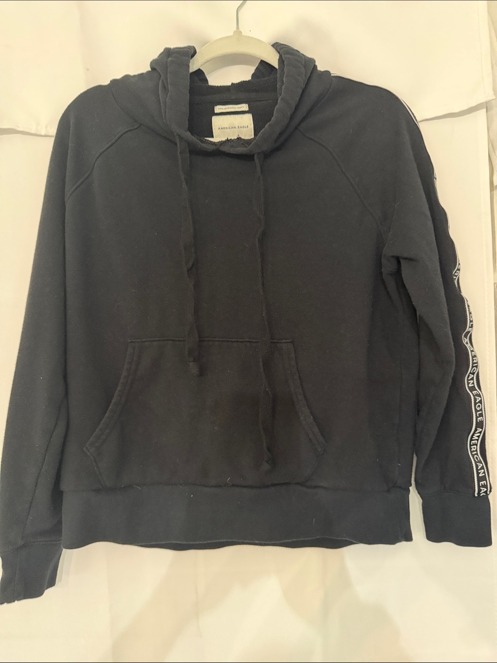 American Eagle Outfitters Black Hooded Crewneck Sweater